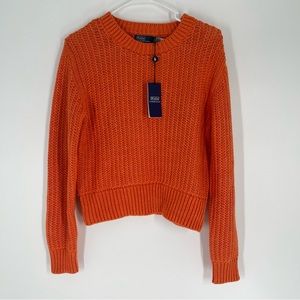 Polo Ralph Lauren Orange Hand Knit Crewneck Sweater